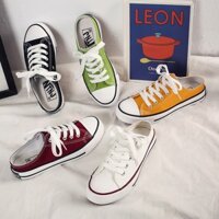 Giày sục đạp gót cv trơn full box, giày lười ulzzang vải canvas chất lượng cao