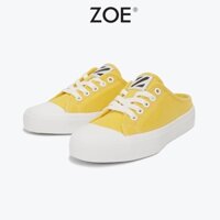 Giày Sục Đạp Gót Mules Vải Linen ZOE Sneaker Unisex nam nữ màu vàng trơn đế cao su tăng chiều cao