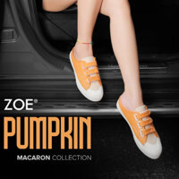 Giày Sục Đạp Gót Zoe Vải Linen phối Màu Cam (Mule Pumpkin Macaron) (Hàng mới)
