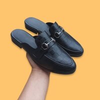 Giày sục giày lười nam hàn quốc da pu mềm in vân caro lịch lãm sang trọng VN2