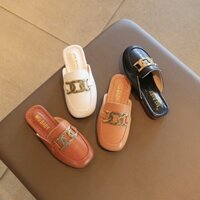 Giầy sục mũi vuông có khóa vàng dễ thương cho bé gái - Giày lười cho bé đế dẻo êm chân daPU bít mũi MGbaby sành điệuV599