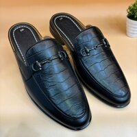 Giày Sục Nam Da Bò 100% Dép Sục nam S80 trẻ trung năng động Màu Đen Giày hở gót da mềm mại Bảo Hành 12 Tháng