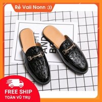 Giầy sục nam-da bóng đính khuyên kim loại vẩy cá sâu T55.Shoes