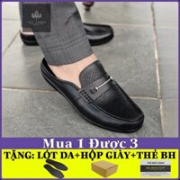 Giày sục nam mùa hè da bò nappa thiết kế đục lỗ laze đế khâu siêu bền HQ558