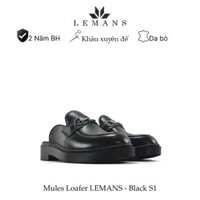 Giày Sục Nam Tăng Cao 4cm LEMANS Mules Loafer - Black. Da bò nhập khẩu. Đế khuôn độc quyền. Bảo hành chính hãng 24 tháng