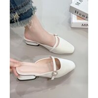 Giày sục nữ 3 phân cm mũi vuông gắn quai đá cá tính nhẹ nhàng da mềm đi siêu êm, Mã  deplucgiac3p