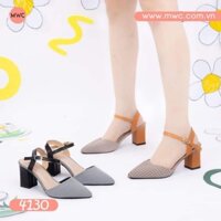 Giày sục nữ 5p gót vuông hậu sandal mũi caro thời trang công sở bigsize 35 -45