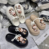 Giày Sục Nữ Đế Cao gắn sticker LABUBU