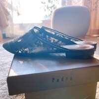 Giày sục nữ thanh lịch Charles&Keith màu đen , chất liệu Vải dệt lạ mắt,Size36,Kèm bill hãng
