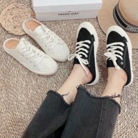 Giày Sục Nữ Zara Đế Độn 2 Màu Đen Kem Siêu Hot