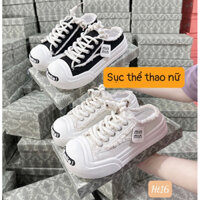 Giày Sục thể thao nữ chất vải jean, cột dây đế sò hàng quảng châu