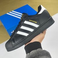 Giày Superstar XLG Black,, Superstar Sò Đen Sọc Trắng