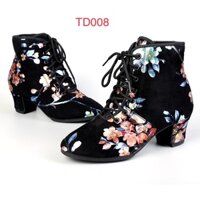 GIÀY TẬP KHIÊU VŨ BƠ GIÀY BOOT DA LỘN HOẠ TIẾT BÔNG HOA ÊM MỀM TD008