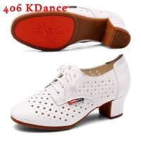 Giày Tập Khiêu Vũ Dancesport Standard Kdance 406 Gót 3cm (406KD3P) - Trắng (Tặng Túi Đựng Giày)