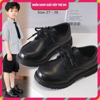 Giày Tây Bé Trai da màu đen phong cách Âu Mỹ cho trẻ em học sinh 3 - 12 tuổi đi học, dự tiệc, mặc vest NHÍM SHOP G04
