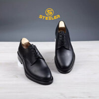 Giày Tây Cổ Thấp Nam Tây Derby Da Bò Đen Cao Cấp Phong Cách Lịch Lãm - Thương Hiệu Steeler