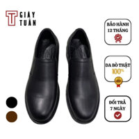 Giày tây da bò mũi tròn lót da cừu may khâu full đế - Chú Tuấn Giày