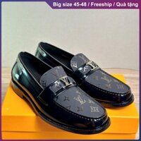 Giày tây da thật, giày lười LV big size cỡ lớn 45 46 47 48 cho nam chân to. Big size LV major loafers for wide feet.