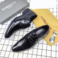 Giày tây dây SDROLUN - Giày công sở nam derby Quảng Châu cao cấp buộc dây mũi nhọn fullbox