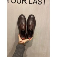 Giày tây Derby DOVINO D02NM - Màu nâu, da mềm, đế tpr gót gỗ, lót trong da cừu mộc