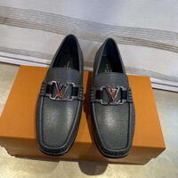 Giày Tây Loafer Louis Vuitton logo LV bạc đế gỗ LA Fullbox phụ kiện