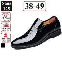 Giày tây lười Sans125 big size 49 48 47 cỡ to 46 45 giầy da công sở không dây đen bóng âu đẹp cao cấp hàn quốc mũi tròn