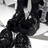 Giày Tây Mũi Tròn Đế Dày Phong Cách punk rock hot girl y2k Cho Nữ