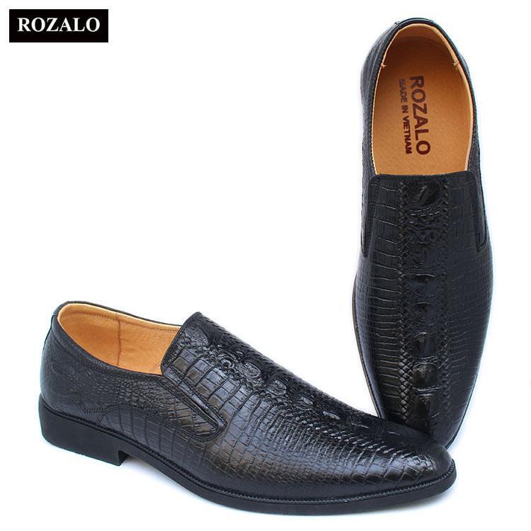 Giày tây nam công sở kiểu lười da bò vân cá sấu Rozalo R5899