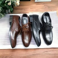 Giày tây nam cột dây kiểu ý 2 màu nâu và đen đế khâu mềm êm chân