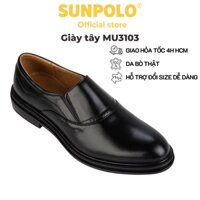Giày tây nam Da bò cao cấp SUNPOLO giày đi làm công sở đế cao MU3103