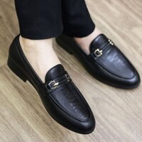 Giày tây nam da đạp vân Đà Điểu , da mềm [đế mềm]