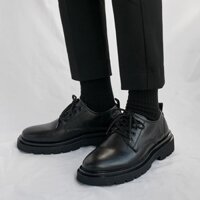 Giày tây nam đen công sở đế cao , da bò xịn cao cấp , giày buộc dây nam da bóng tăng chiều cao phong cách hàn quốc mới