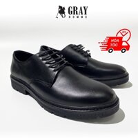 Giày tây Nam Derby 100% da bò NAPPA bảo hành 24 Tháng, Giày tăng chiều cao màu đen Grayhomme ( DERBY - 002)