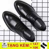 Giày Tây Nam - FREESHIP - Giày Nam Hàng Hiệu Da Bò Vân Caro Trẻ Trung GNK15