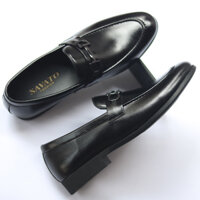 Giày Tây Nam Không Dây Đai Ngang  Xả Kho  - Da Mềm Đế Cao Su Mềm Mã D05-PVC - 43