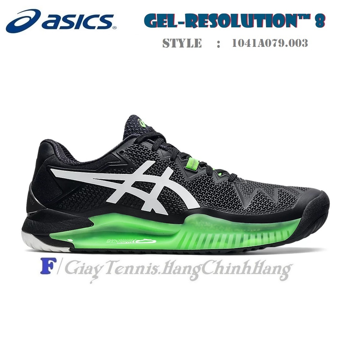 Giầy Tennis Asics Gel Resolution 8 Black 1041A079.003