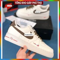 Giày thể thao Air Force 1 Low Premium White Brown - giày nike_af1 vệt nâu trắng nam nữ hot trend 2022