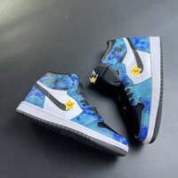 Giày Thể thao Air Jordan 1 cao cổ, Giày Air Jordan 1 Retro High Tie Dye xanh loang nước biển Full Box Bill + dây