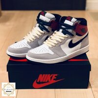 Giày thể thao AIR JORDAN 1 Retro High Light Smoke Grey xám tai đỏ cao cổ