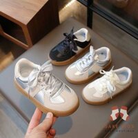 Giày thể thao bé gái bé trai, Giày cho bé từ 3-8 tuổi dây lụa phối màu xinh xắn đế chống trơn trượt M2691