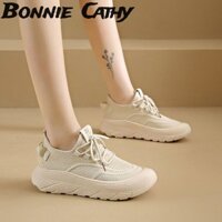 Giày thể thao buộc dây cổ thấp thời trang Bonnie Cathy có đế cao su cho trang phục mùa xuân dành cho nữ
