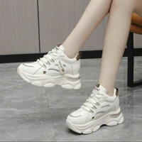 giày Thể Thao Cao Cấp giày độn đế cao 8cm giày nữ màu kem tôn dáng