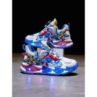 Giày thể thao cho bé trai mùa xuân và mùa thu, giày trẻ em mới, nút xoay, dây giày phát sáng siêu chậm, giày nhẹ cho bé trai