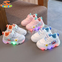 Giày thể thao có đèn LED dễ thương HOBIBEAR dành cho trẻ em có lớp lót lông cừu ấm áp