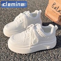 Giày thể thao cổ tròn thoải mái màu trắng dành cho nữ Giày thể thao đế bệt đa năng