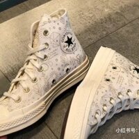 Giày Thể Thao Converse 1970s Vải Canvas Cổ Cao In Họa Tiết Màu Vàng Kem Thời Trang Cho Nam Và Nữ