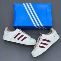 Giày thể thao Das đỏ mận 3 sọc nam nữ họa tiết thêu_Giày sneaker thời trang new 2025