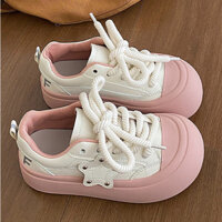 Giày Thể Thao Đế Đáy Dày Giày Sneaker Nữ Độn Đế Giày Bánh Mì Màu Hồng Thời Trang Phong Cách Hàn Quốc Hình