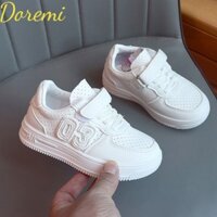 Giày thể thao đế mềm chống trượt Doremi dành cho trẻ em Giày thể thao thoải mái dành cho bé trai và bé gái mùa đi học giày nhỏ màu trắng