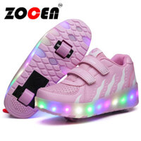 Giày Thể Thao Đèn LED ZOCEN Heelys Với Hai Bánh Xe Giày Trượt Patin Thường Ngày Cho Bé Trai Bé Gái Với Con Lăn Giày Trẻ Em Ròng Rọc Trượt Patin Trẻ Em Wheely Tennis